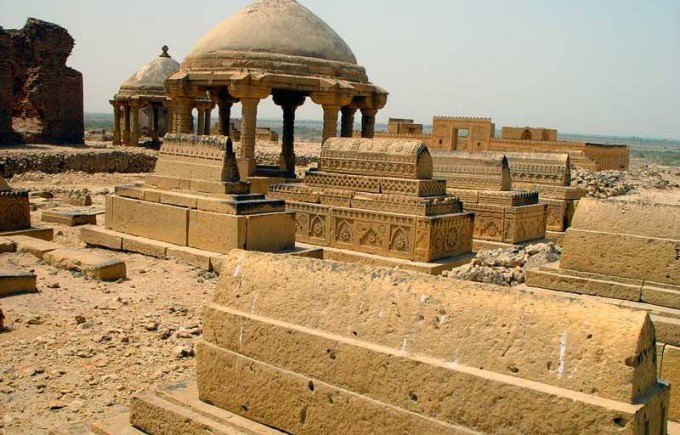 Carved sandstone Chaukhandi tombs