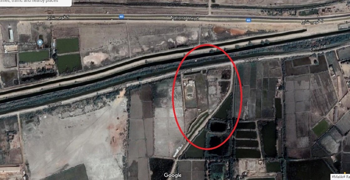 Satellite view of the Canalview Farms site between the canal and National Highway N-5